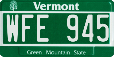 VT license plate WFE945
