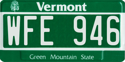 VT license plate WFE946