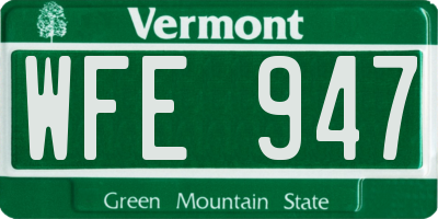 VT license plate WFE947