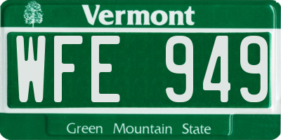 VT license plate WFE949