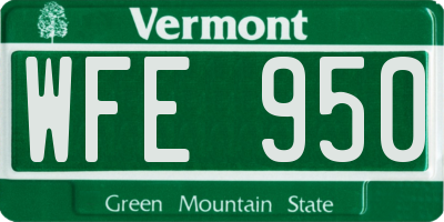 VT license plate WFE950