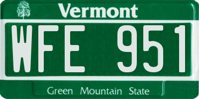 VT license plate WFE951