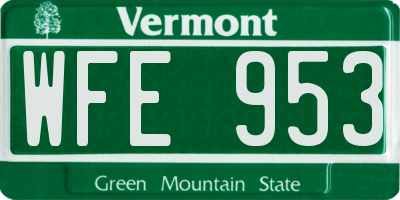VT license plate WFE953