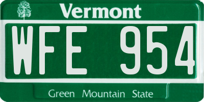 VT license plate WFE954