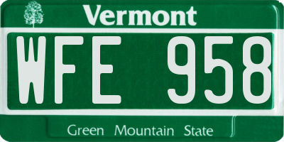 VT license plate WFE958