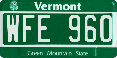 VT license plate WFE960