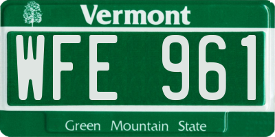 VT license plate WFE961