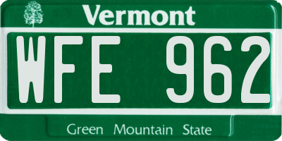 VT license plate WFE962