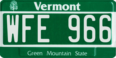 VT license plate WFE966