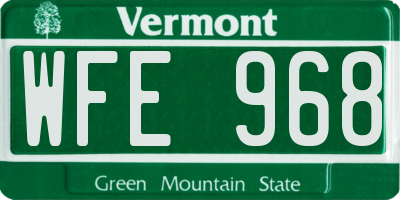 VT license plate WFE968