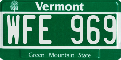 VT license plate WFE969
