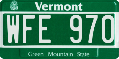 VT license plate WFE970