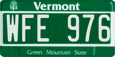 VT license plate WFE976