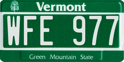 VT license plate WFE977
