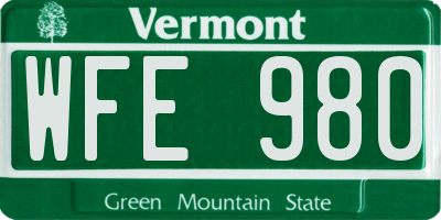 VT license plate WFE980