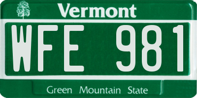 VT license plate WFE981