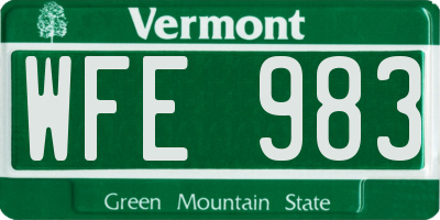VT license plate WFE983