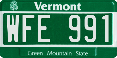 VT license plate WFE991