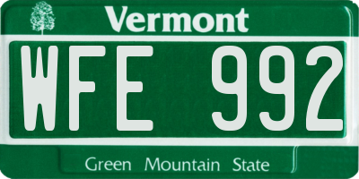 VT license plate WFE992