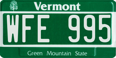 VT license plate WFE995