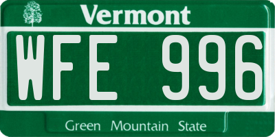 VT license plate WFE996