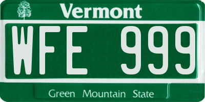 VT license plate WFE999