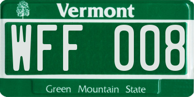 VT license plate WFF008