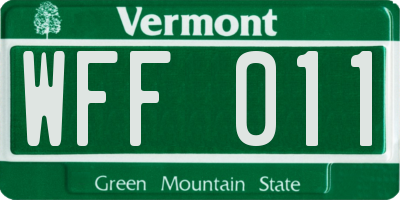 VT license plate WFF011