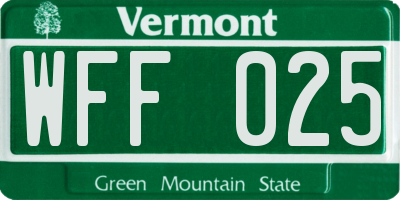 VT license plate WFF025
