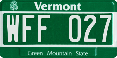 VT license plate WFF027