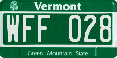 VT license plate WFF028