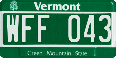 VT license plate WFF043