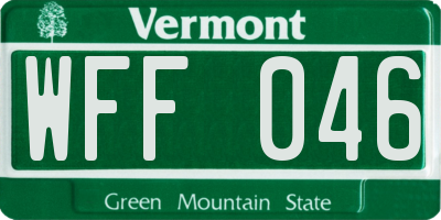VT license plate WFF046