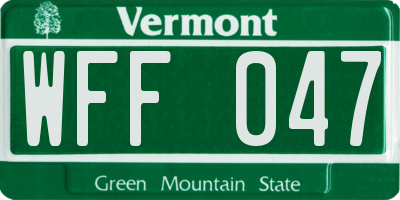VT license plate WFF047
