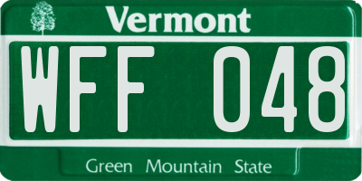 VT license plate WFF048