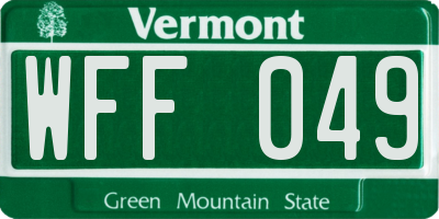 VT license plate WFF049