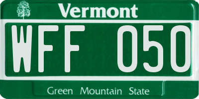 VT license plate WFF050