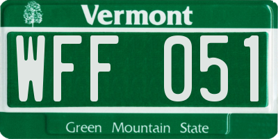 VT license plate WFF051