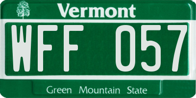VT license plate WFF057