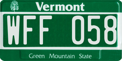 VT license plate WFF058