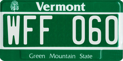 VT license plate WFF060