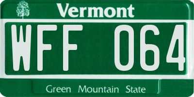 VT license plate WFF064