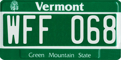 VT license plate WFF068