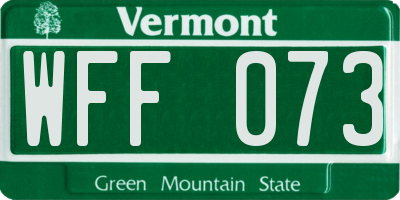 VT license plate WFF073