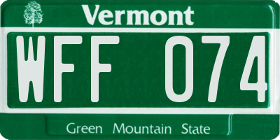 VT license plate WFF074