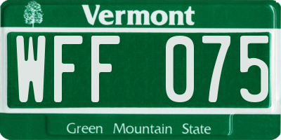 VT license plate WFF075