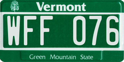 VT license plate WFF076