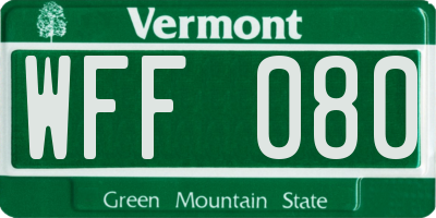 VT license plate WFF080