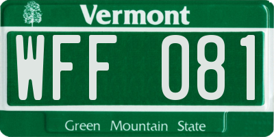 VT license plate WFF081
