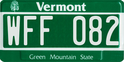 VT license plate WFF082